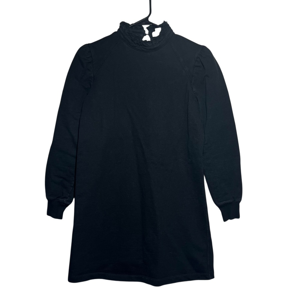 DAVID LERNER Studio Black Mock Neck Puff Sleeve Sweatshirt Dress Size S